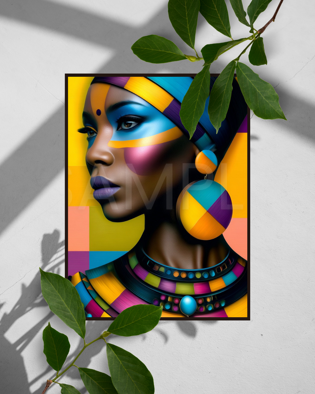 Afro Modern Majesty: Bold Digital Portraits of African Women in Geometric Color Patterns – Velvet’s View Exclusive - hfb852314B