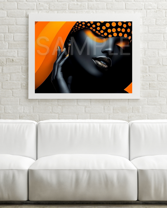 Sable Radiance: Noir & Neon Digital Art Collection – African American Black Woman Wall Art Prints - 421447