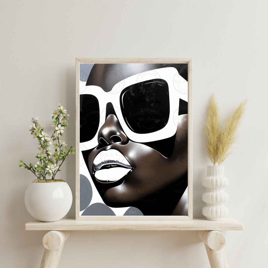 Black Girl Art  - Velvets View Digital Art - Afrofuturistic Elegance - Shades of Beauty 214