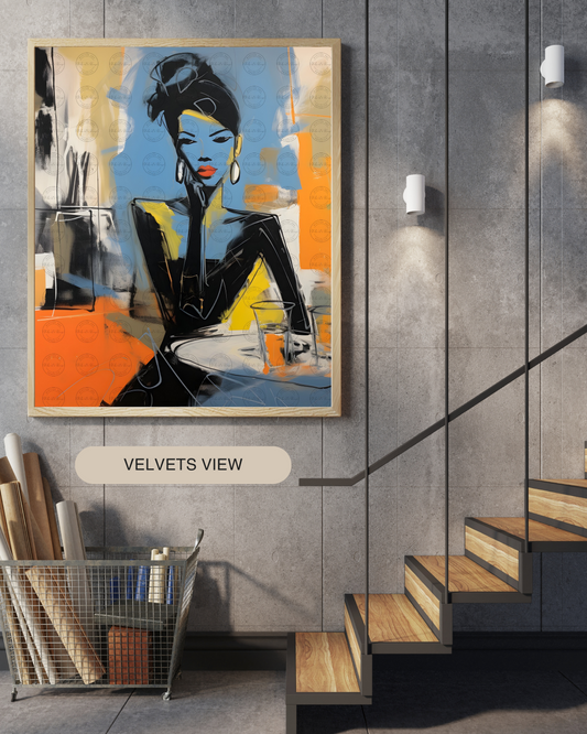 Black Girl Art – Female Digital Prints - Velvet's View – Café Chic: A Moment in Monochrome