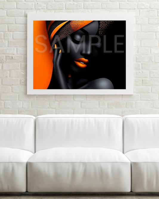 Sable Radiance: Noir & Neon Digital Art Collection – African American Black Woman Wall Art Prints - 425647