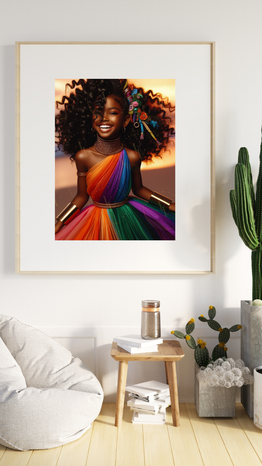 Black Girl Art - Kids Digital Art - Sunset Serenade - Velvets View's Radiant Collection 404