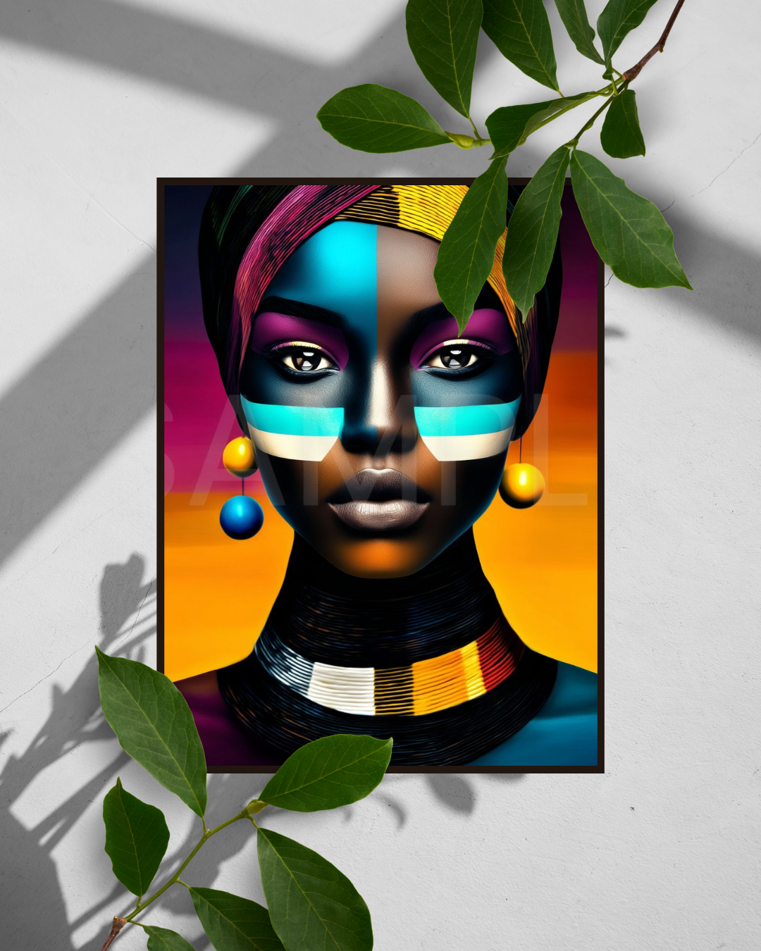 Afro Modern Majesty: Bold Digital Portraits of African Women in Geometric Color Patterns – Velvet’s View Exclusive - hfb852314C