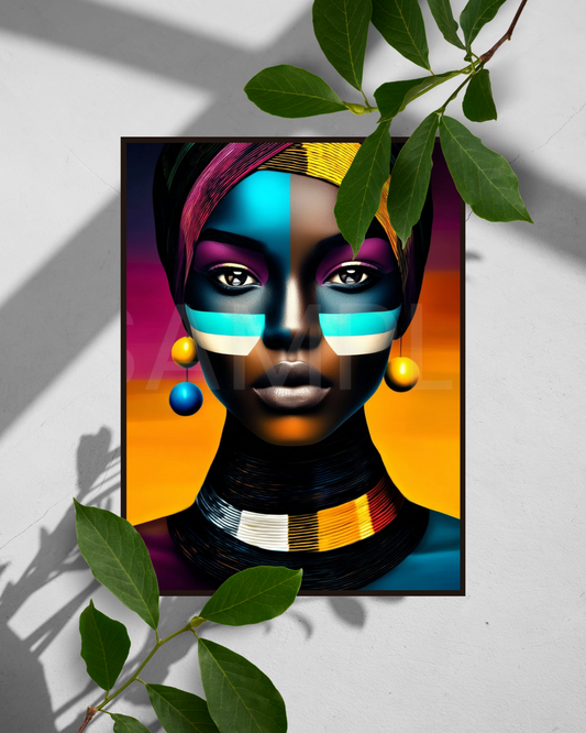 Afro Modern Majesty: Bold Digital Portraits of African Women in Geometric Color Patterns – Velvet’s View Exclusive - hfb852314C