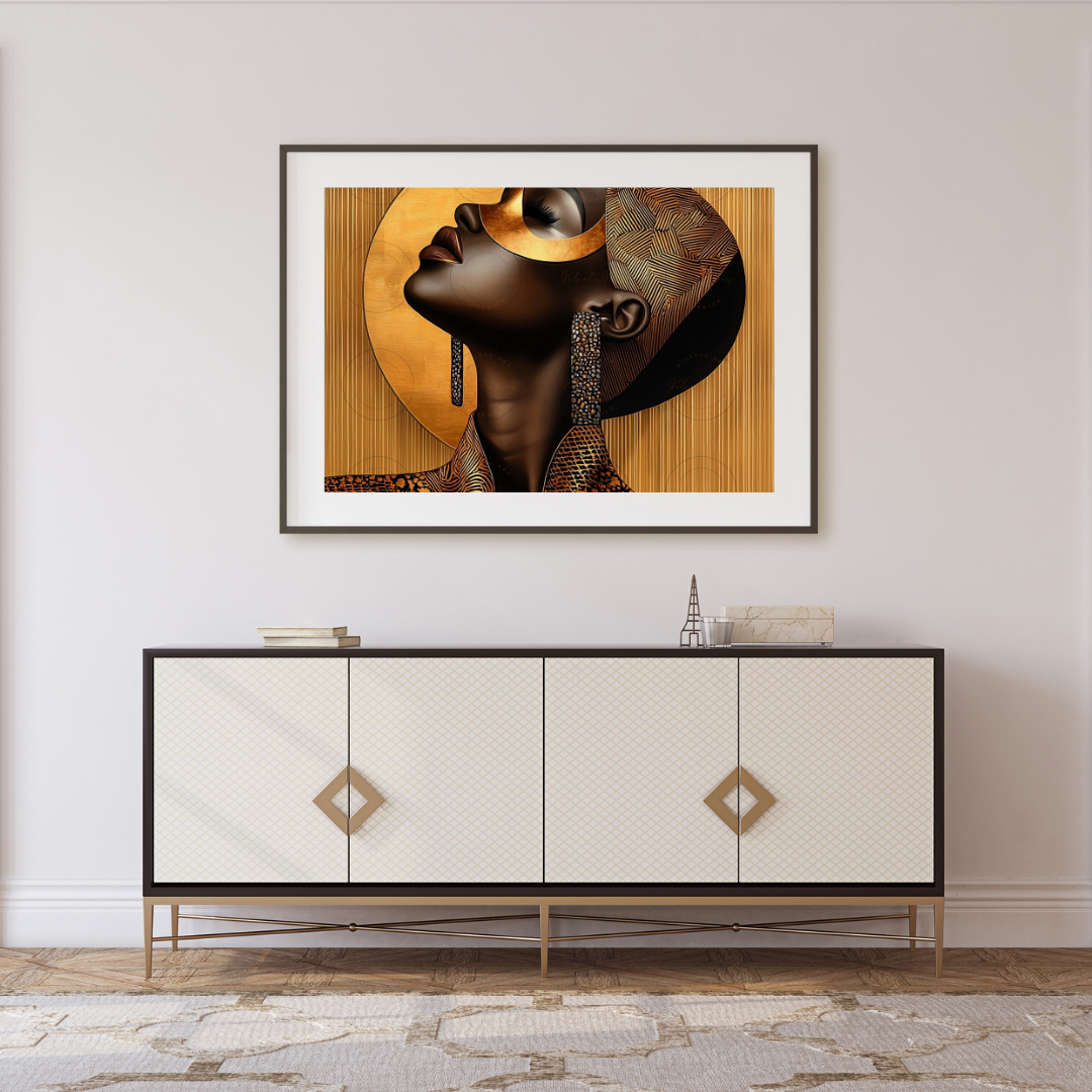 Black Girl Art  - Velvets View - Golden Essence: A Celebration of Beauty and Power - #5631470