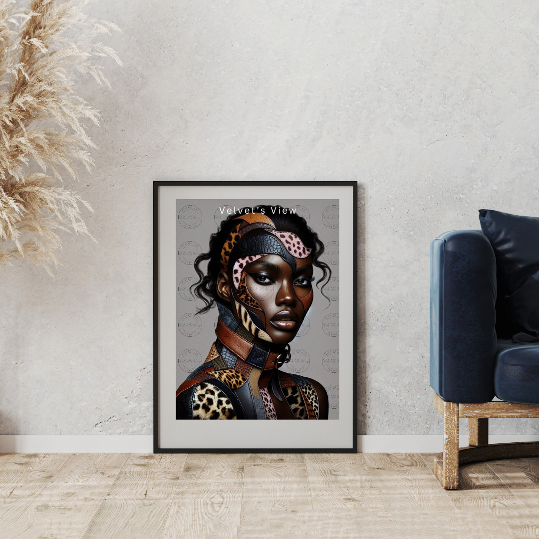 Black Girl Art - Velvets View - Wild Elegance: Faces of Strength 701