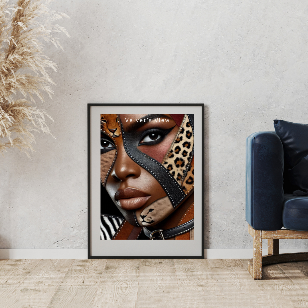 Black Girl Art - Velvets View - Wild Elegance: Faces of Strength 704