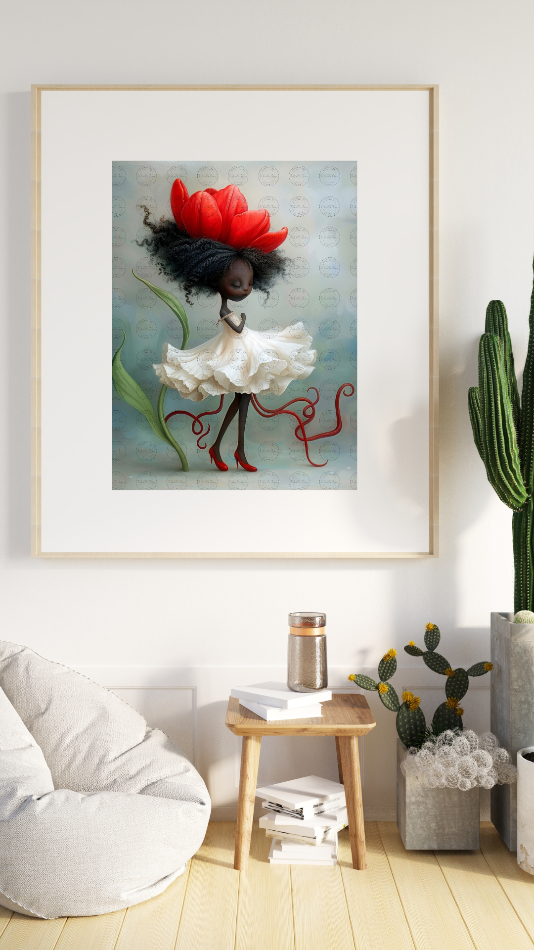 Black Girl Art - Kids Digital Art - Velvet's View - Tressa and Her Tulips 1028