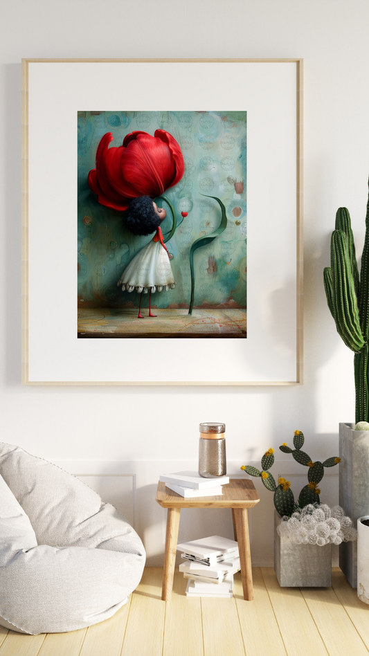 Black Girl Art - Kids Digital Art - Velvet's View - Tressa and Her Tulips 1014