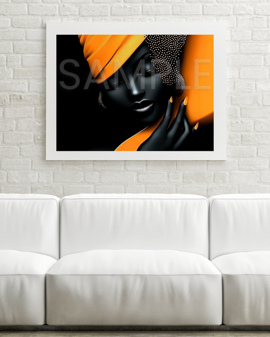 Sable Radiance: Noir & Neon Digital Art Collection – African American Black Woman Wall Art Prints - 425132