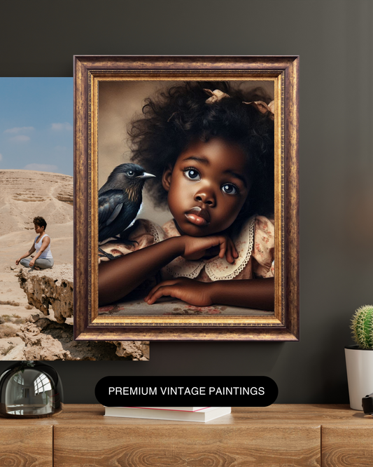 Black Girl Art - Kid's Digital Art - Velvet's View - A Little Girl and Her Bird 530
