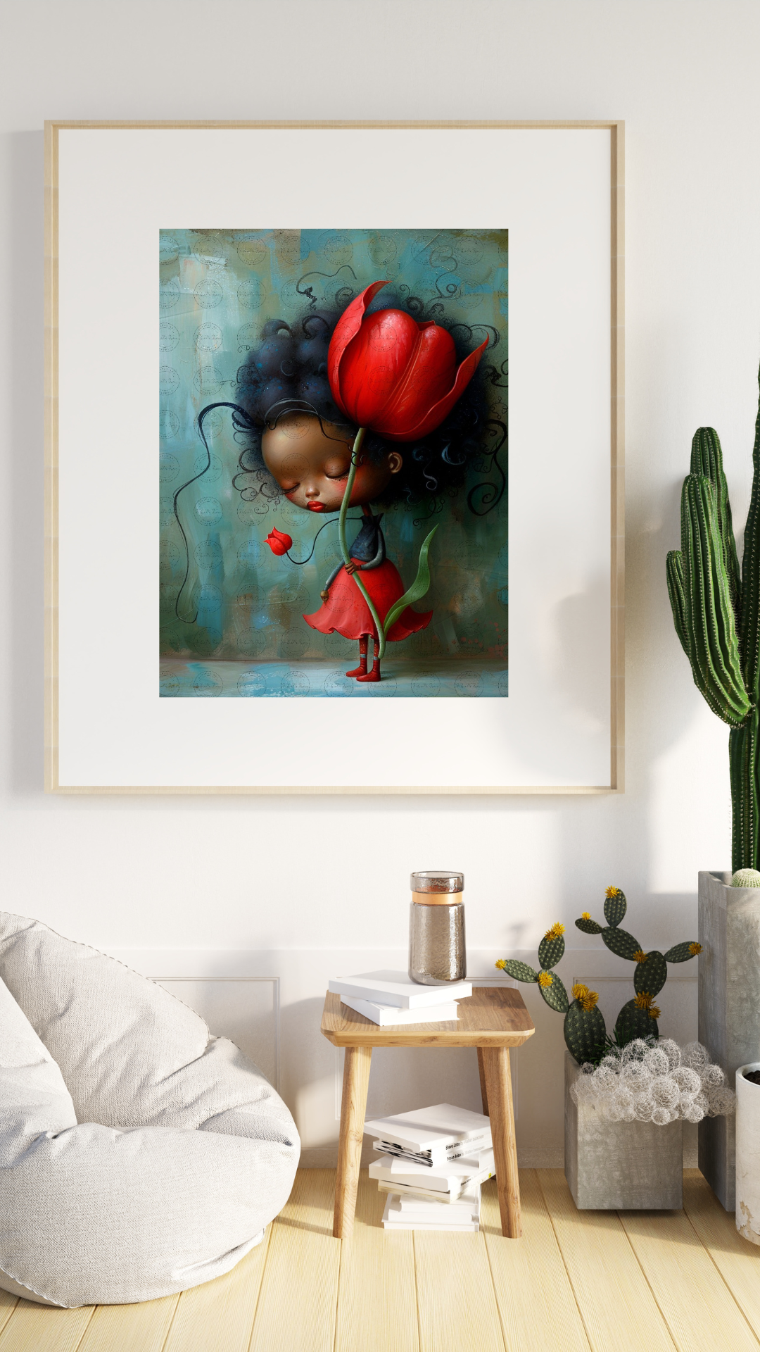 Black Girl Art - Kids Digital Art - Velvet's View - Tressa and Her Tulips 1022