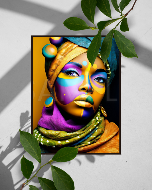 Afro Modern Majesty: Bold Digital Portraits of African Women in Geometric Color Patterns – Velvet’s View Exclusive - hfb852314D