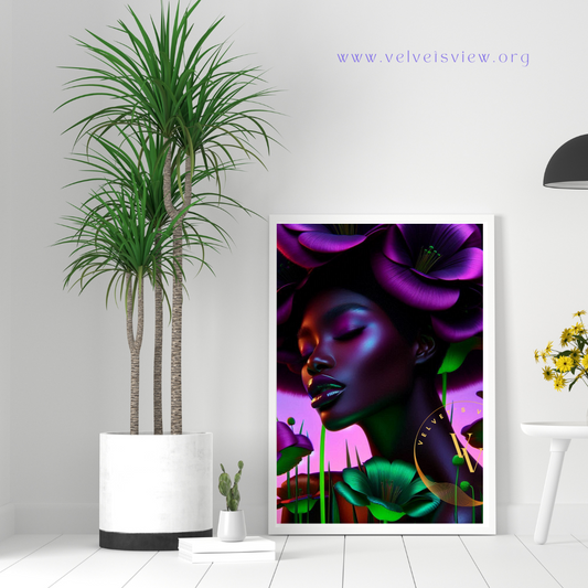 Black Girl Art – Female Digital Prints - Velvet's View – Floral Reverie