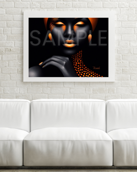 Sable Radiance: Noir & Neon Digital Art Collection – African American Black Woman Wall Art Prints - 428541
