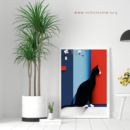 Black Girl Art - Velvet's View Digital Art - Feline Elegance: Minimalist Cat Art Collection 1011