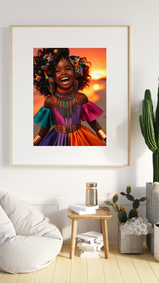 Black Girl Art - Kids Digital Art - Sunset Serenade - Velvets View's Radiant Collection 406