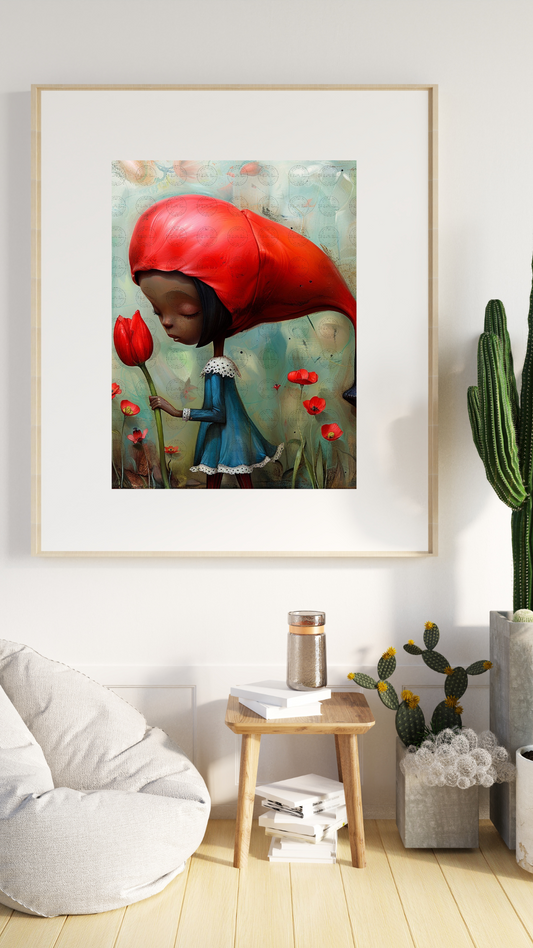 Black Girl Art - Kids Digital Art - Velvet's View - Tressa and Her Tulips 1023