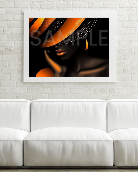 Sable Radiance: Noir & Neon Digital Art Collection – African American Black Woman Wall Art Prints - 456850