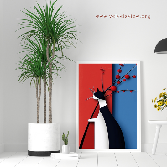 Black Girl Art - Velvet's View Digital Art - Feline Elegance: Minimalist Cat Art Collection 1012