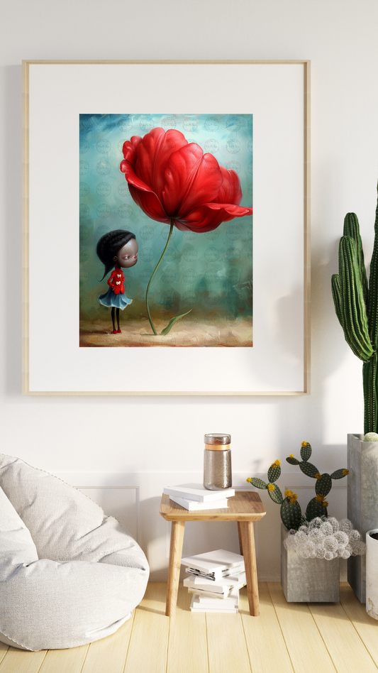 Black Girl Art - Kids Digital Art - Velvet's View - Tressa and Her Tulips 1024
