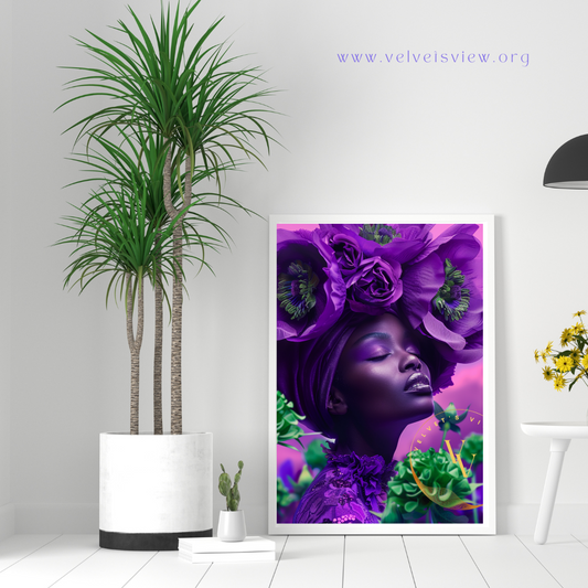 Black Girl Art – Female Digital Prints - Velvet's View – Floral Reverie