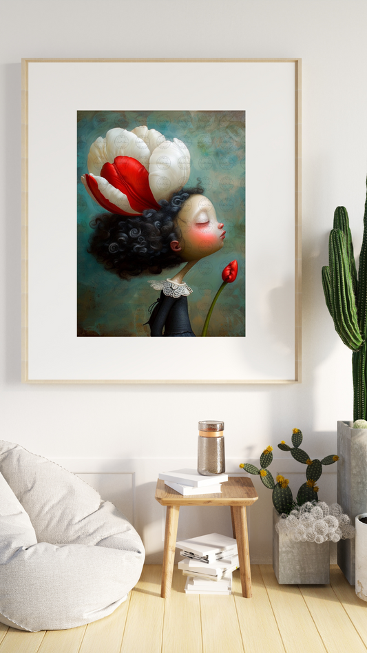 Black Girl Art - Kids Digital Art - Velvet's View - Tressa and Her Tulips 1012