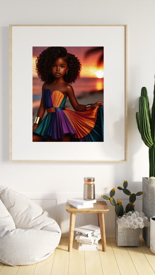 Black Girl Art - Kids Digital Art - Sunset Serenade - Velvets View's Radiant Collection 407