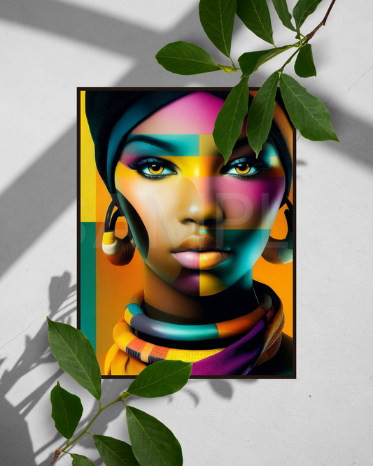 Afro Modern Majesty: Bold Digital Portraits of African Women in Geometric Color Patterns – Velvet’s View Exclusive - hfb852314F