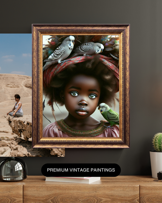 Black Girl Art - Kid's Digital Art - Velvet's View - A Little Girl and Her Bird 534