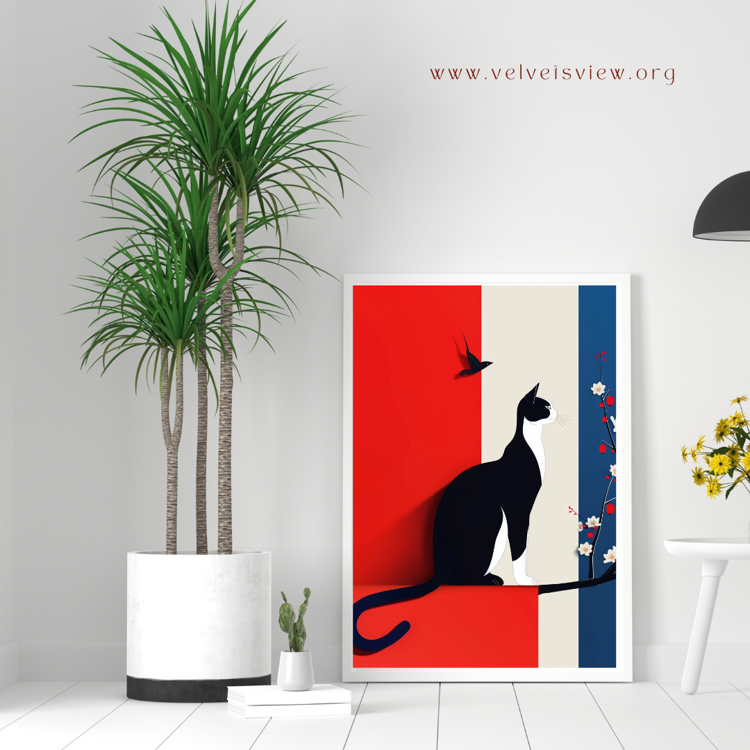 Black Girl Art - Velvet's View Digital Art - Feline Elegance: Minimalist Cat Art Collection 1013