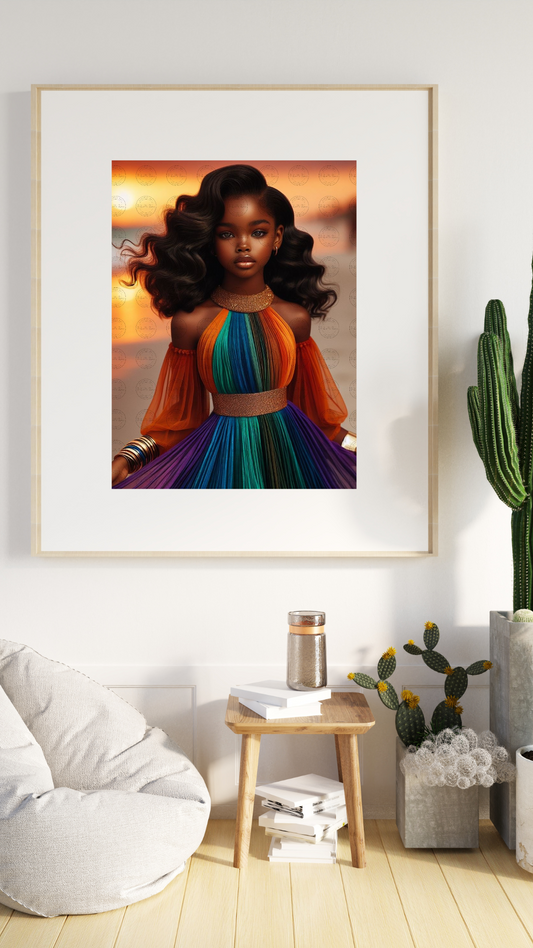 Black Girl Art - Kids Digital Art - Sunset Serenade - Velvets View's Radiant Collection 408