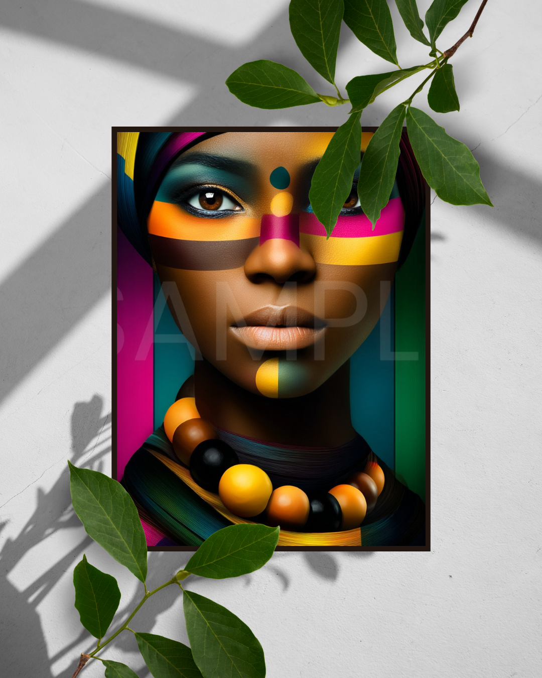 Afro Modern Majesty: Bold Digital Portraits of African Women in Geometric Color Patterns – Velvet’s View Exclusive - hfb852314H