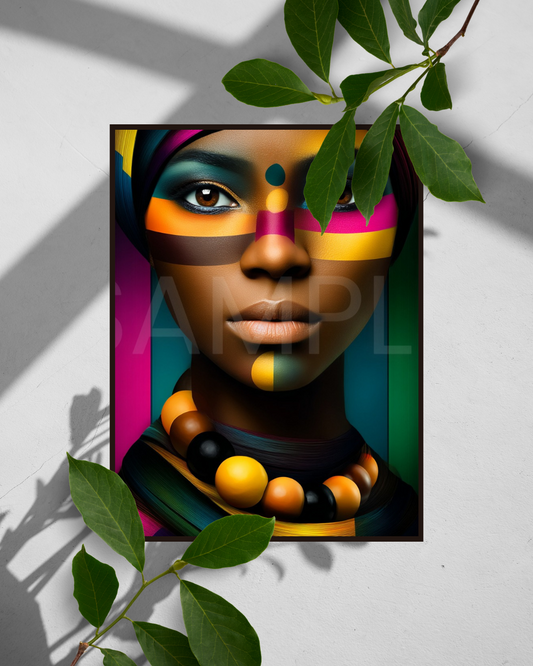 Afro Modern Majesty: Bold Digital Portraits of African Women in Geometric Color Patterns – Velvet’s View Exclusive - hfb852314H