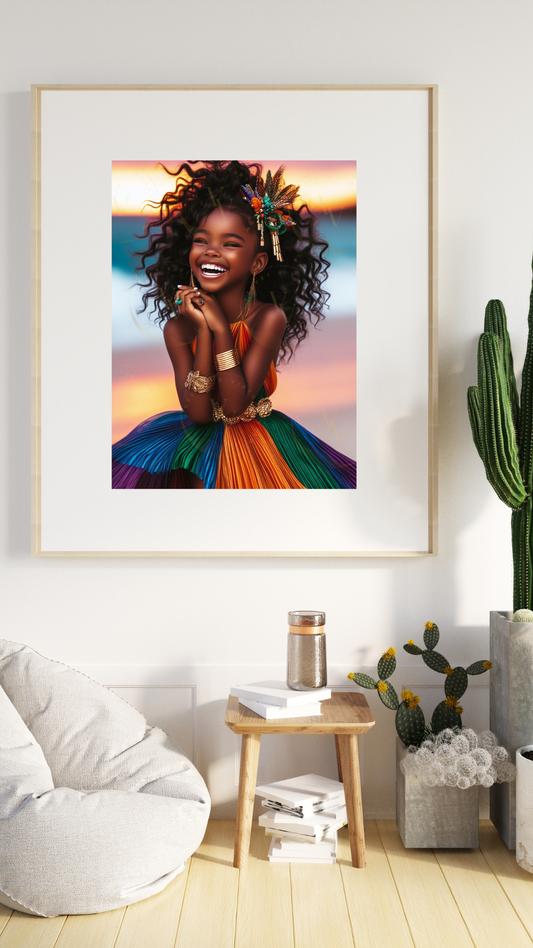 Black Girl Art - Kids Digital Art - Sunset Serenade - Velvets View's Radiant Collection 401