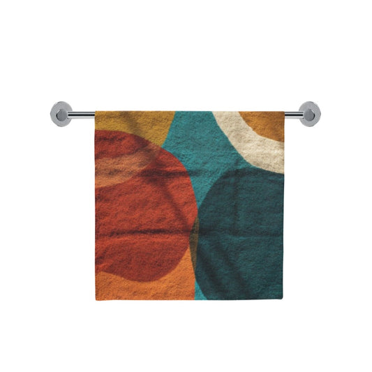 Retro Floral Bathroom Decor Set | Boho Abstract Shower Curtain, Towels & Wall Art | Mid Century Modern Bath Mat | Earth Tone Bathroom Collection -  Bath Towel 30"x56"