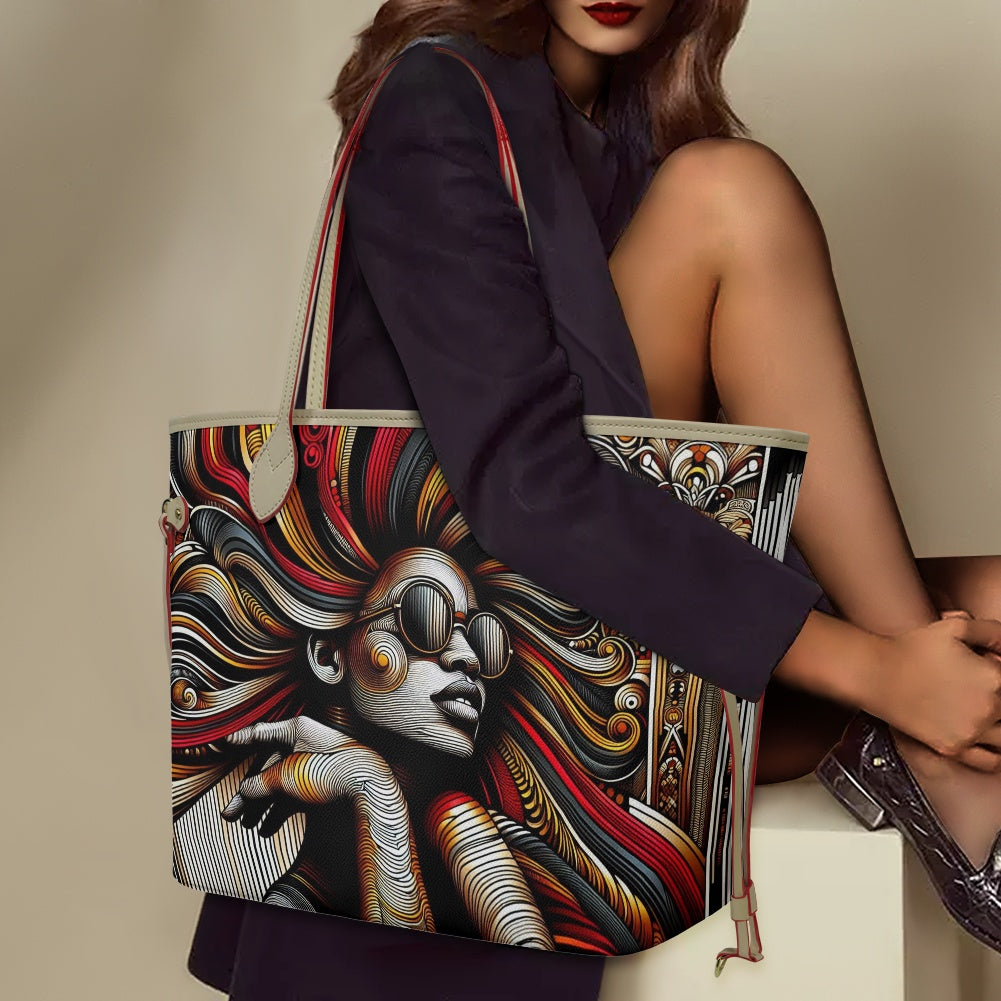 Rhythmic Radiance: Afrocentric Artistry for Fashion Accessories - Women PU Leather Handbags - #2015
