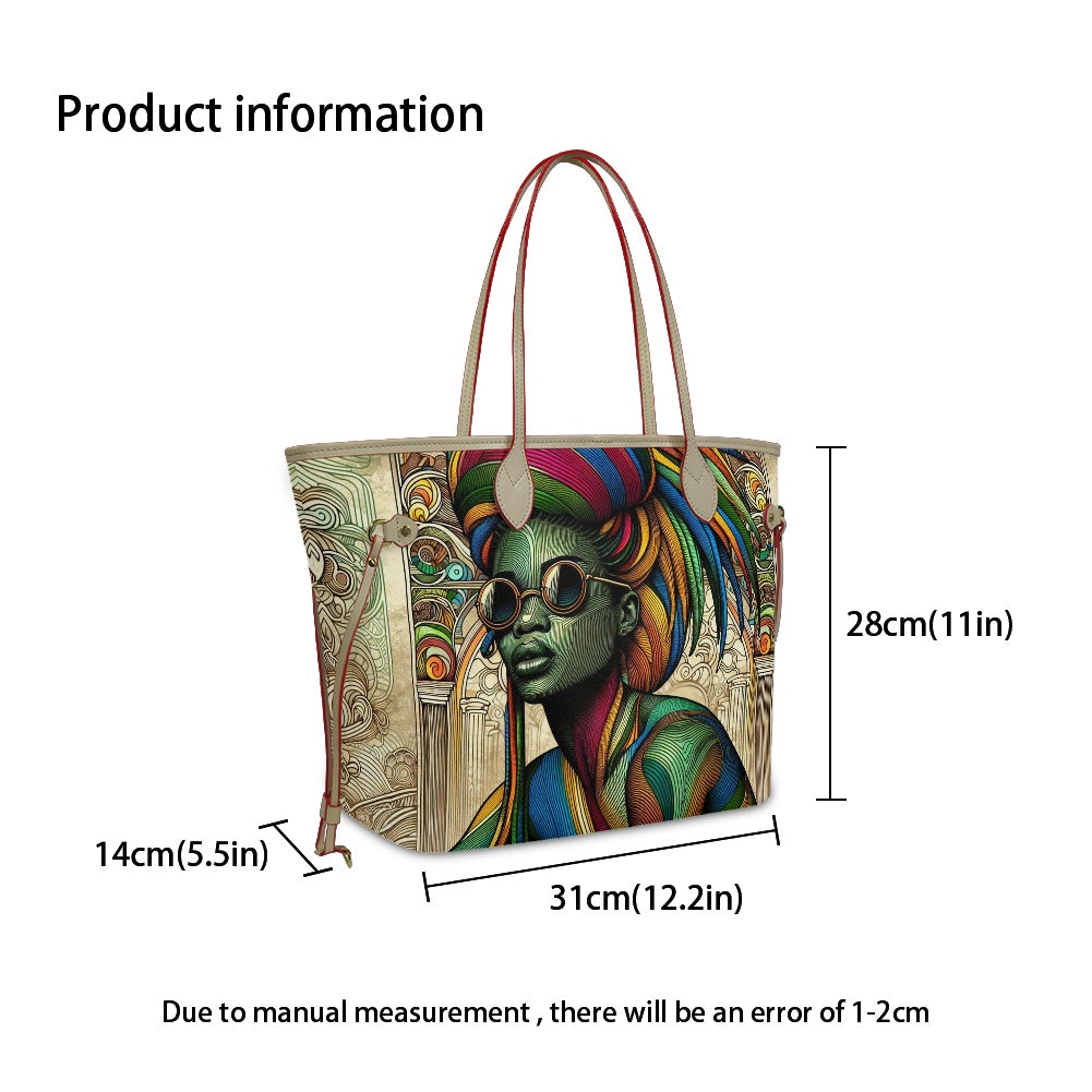 Rhythmic Radiance: Afrocentric Artistry for Fashion Accessories - Women PU Leather Handbags - #2011
