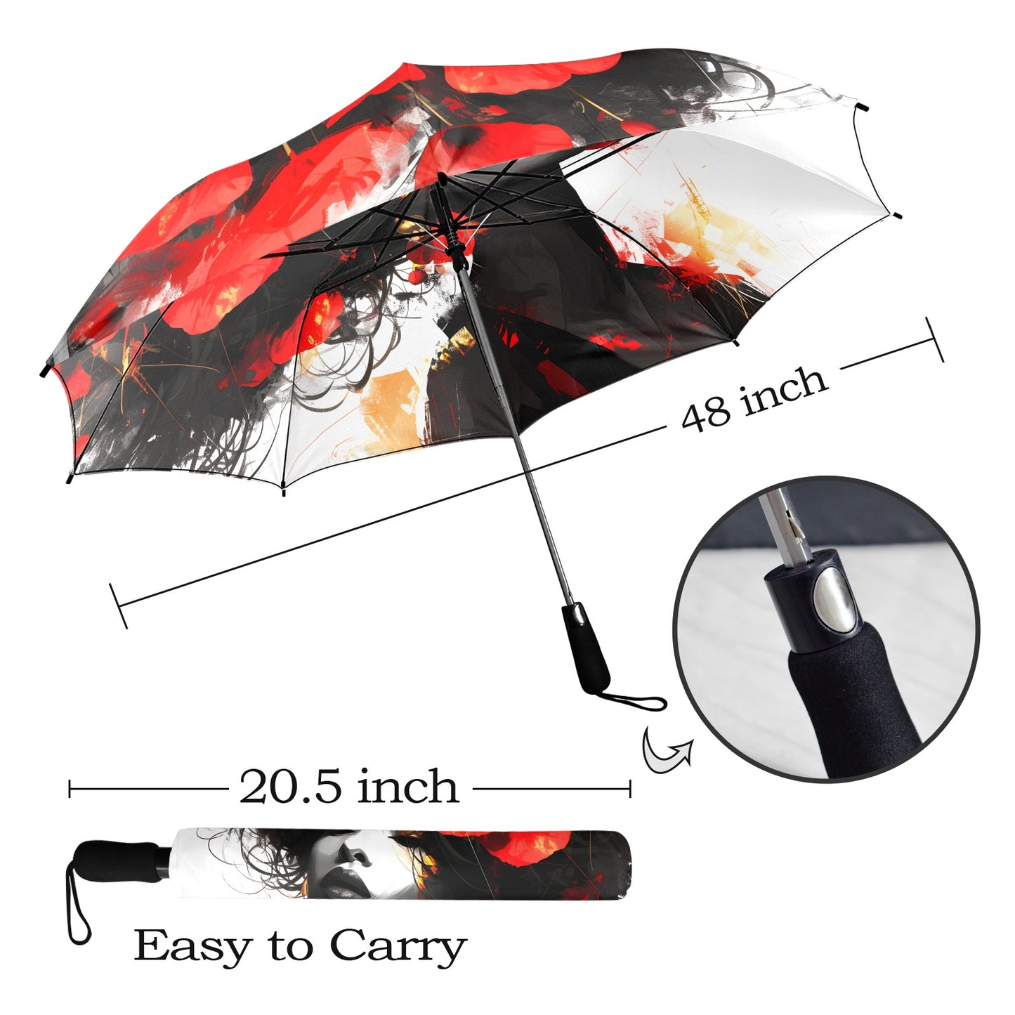 Bold Elegance: The Poppy Collection - Semi-Automatic Foldable Umbrella (Model U12) - #2020