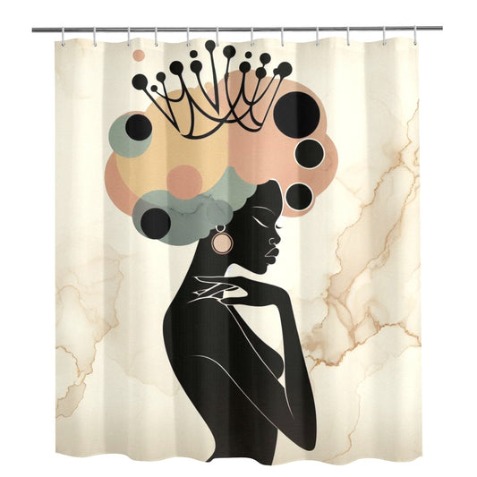 Afro Royalty Shower Curtain Collection – Black Queen Silhouette Art for Bathroom Décor - 64824525