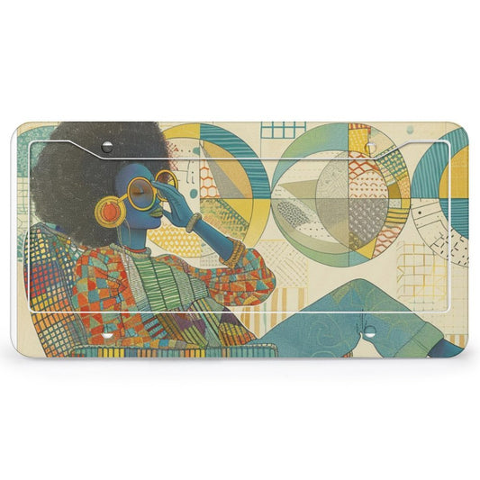 License Plate (4 Round Holes) License Plate  - Velvet's View - Colorful Rhythms - The Afrocentric Expression Collection