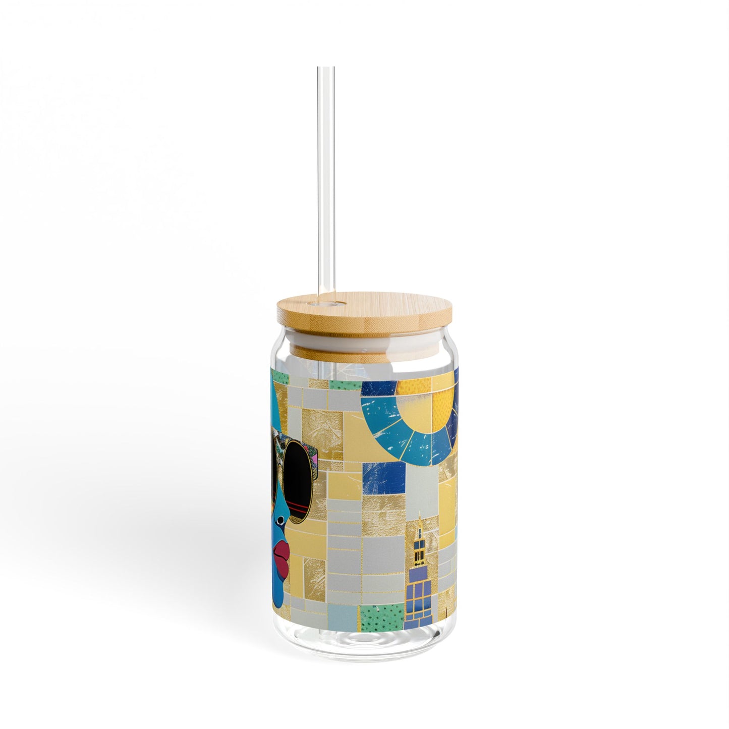 Sipper Glass - Black Girl Art - Velvet's View - Vibrant Visions - The Bohemian Collection - 16oz