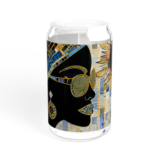 Sipper Glass - Black Girl Art - Velvet's View - Vibrant Visions - The Bohemian Collection - 16oz