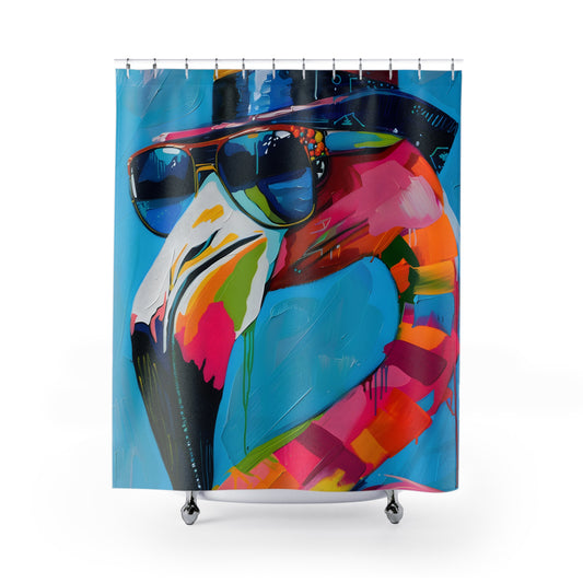 Shower Curtains - Black Girl Art - Velvet's View - Funky Flamingos Collection 610