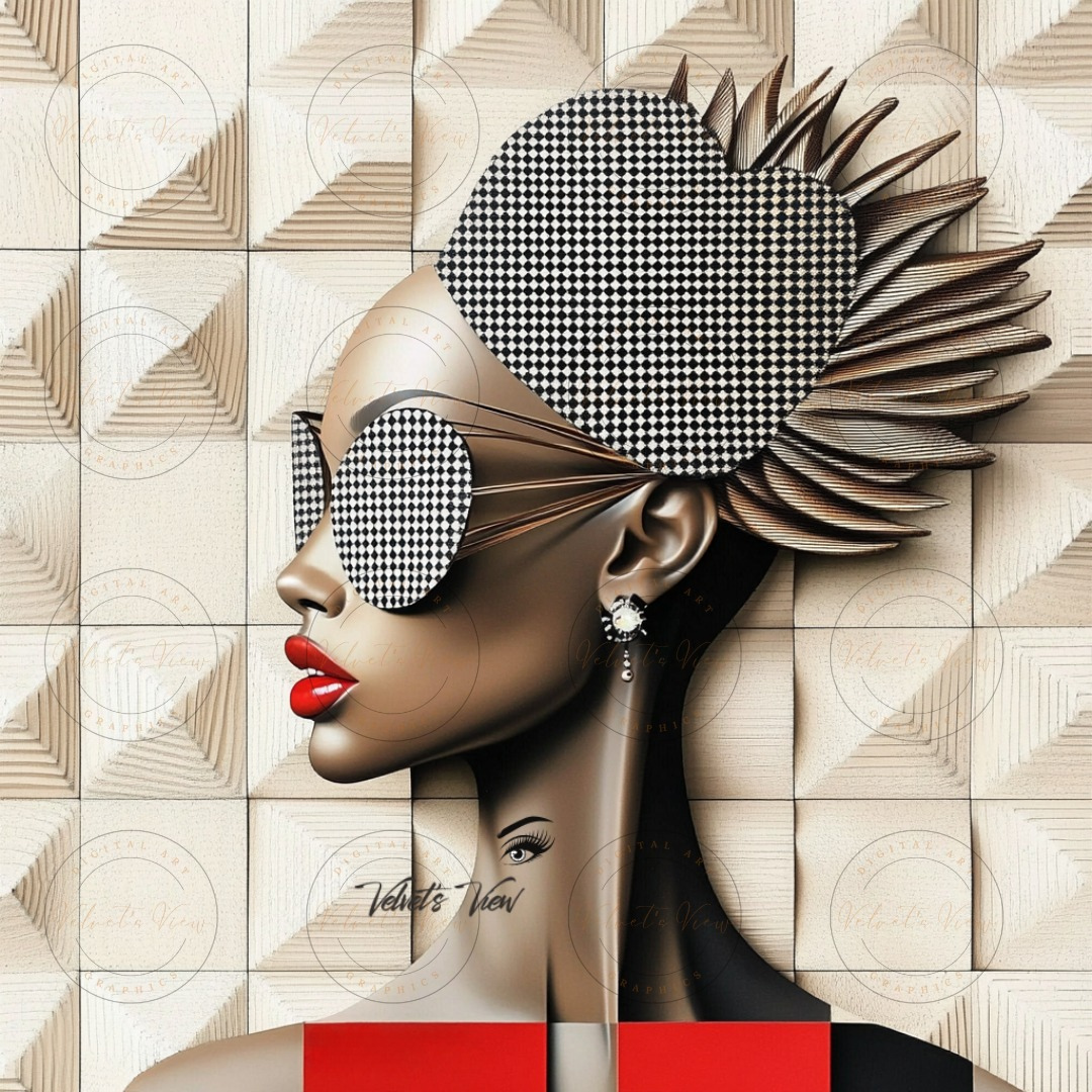 Black Girl Art  - Velvets View Digital Art - Elegance in Perspective: Where Bold Lines Meet Timeless Sophistication 408