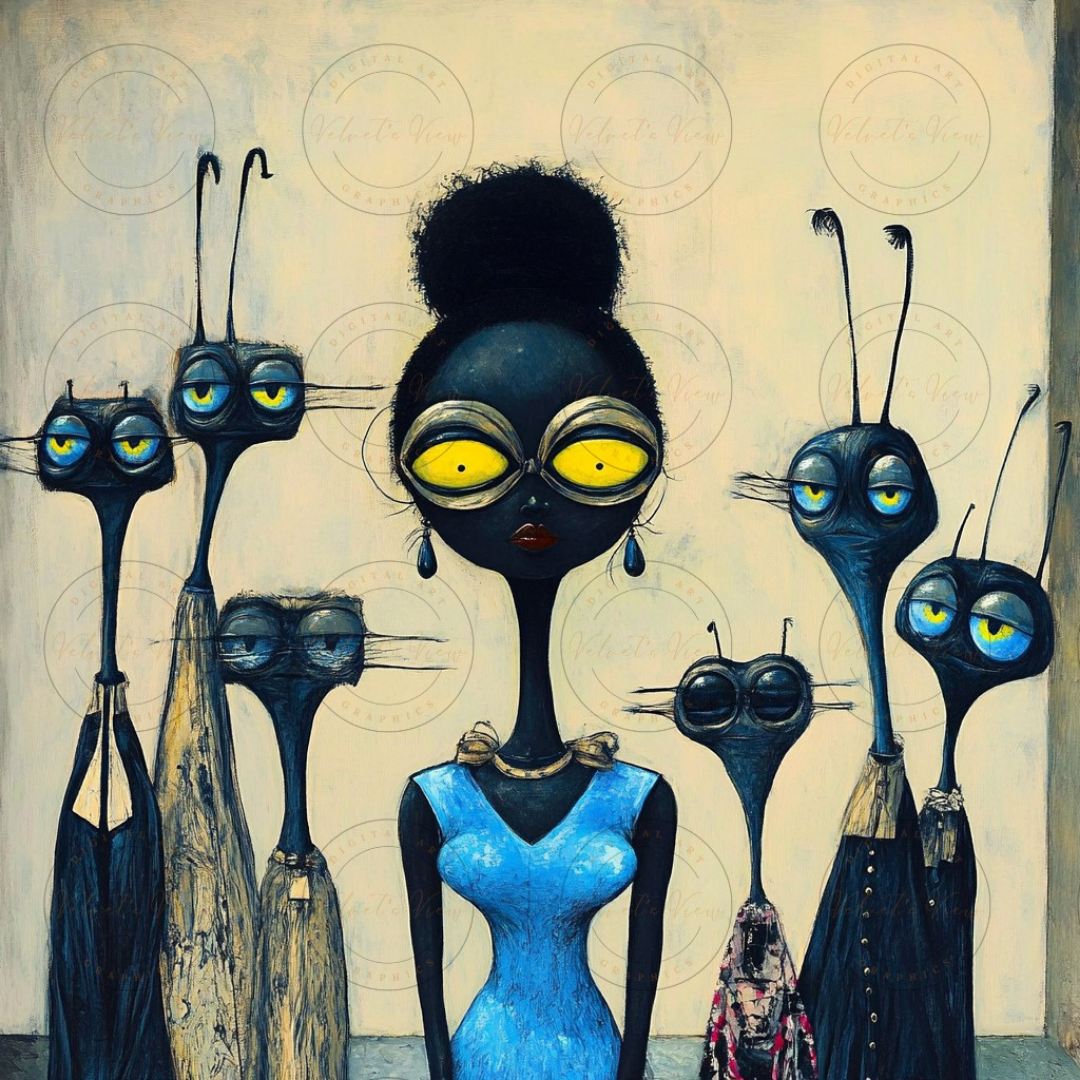 Black Girl Art  - Velvets View Digital Art - Birds of Whimsy Collection 615