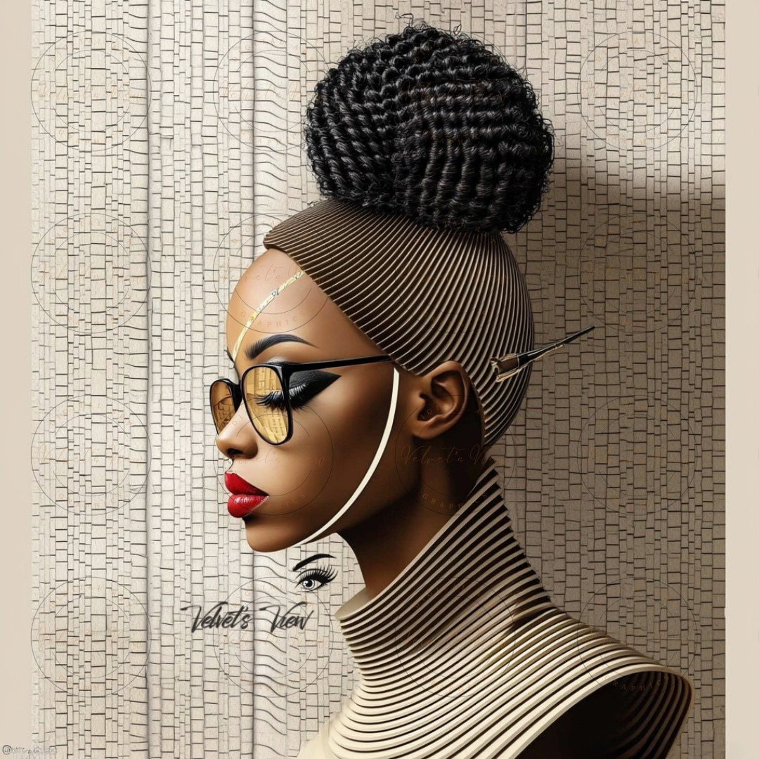 Black Girl Art  - Velvets View Digital Art - Elegance in Perspective: Where Bold Lines Meet Timeless Sophistication 405