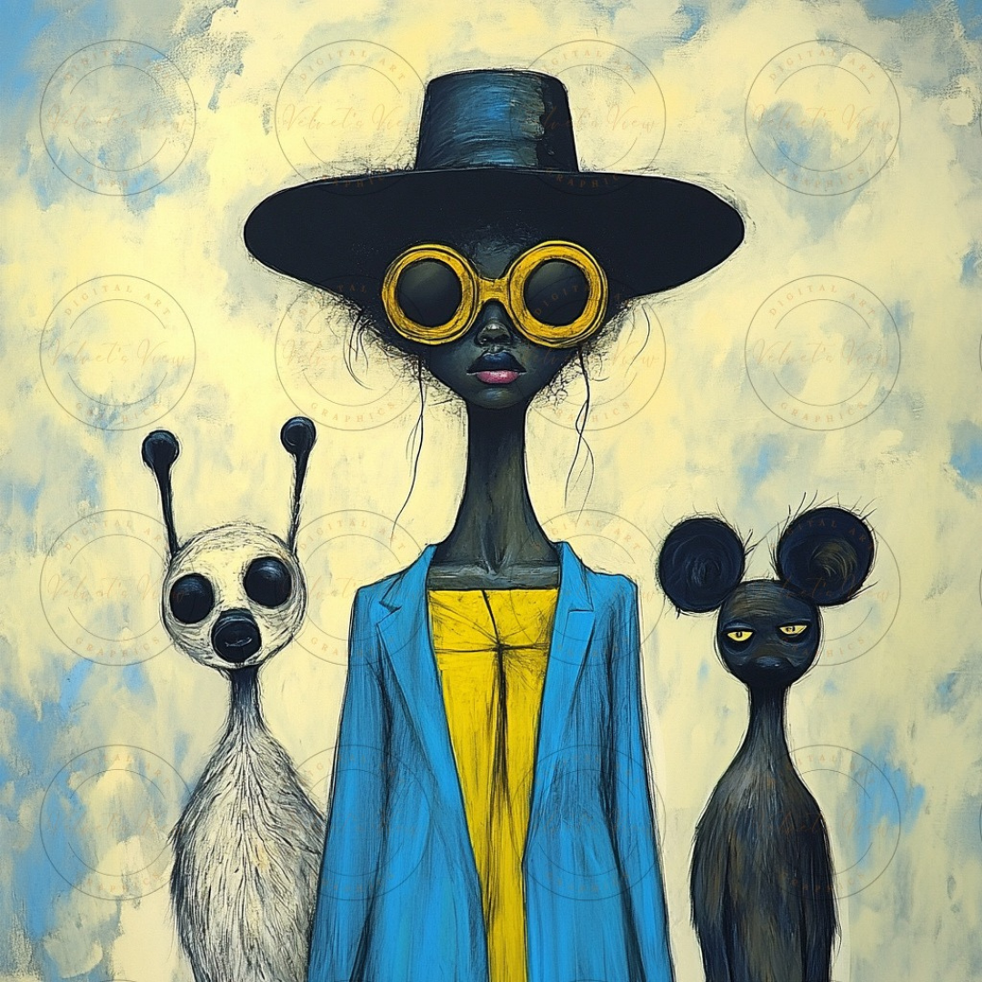 Black Girl Art  - Velvets View Digital Art - Birds of Whimsy Collection 614