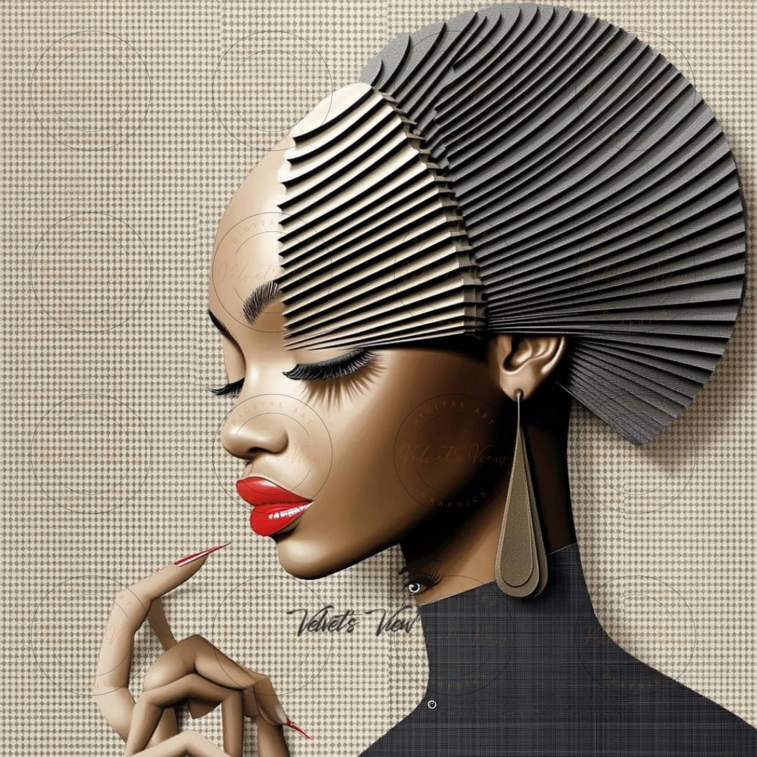 Black Girl Art  - Velvets View Digital Art - Elegance in Perspective: Where Bold Lines Meet Timeless Sophistication 404