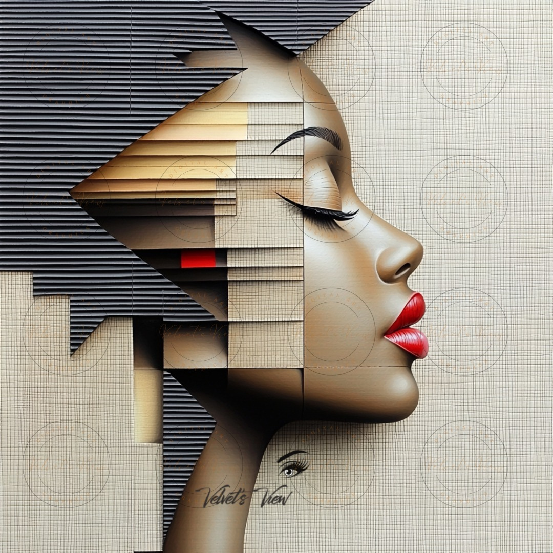 Black Girl Art  - Velvets View Digital Art - Elegance in Perspective: Where Bold Lines Meet Timeless Sophistication 403